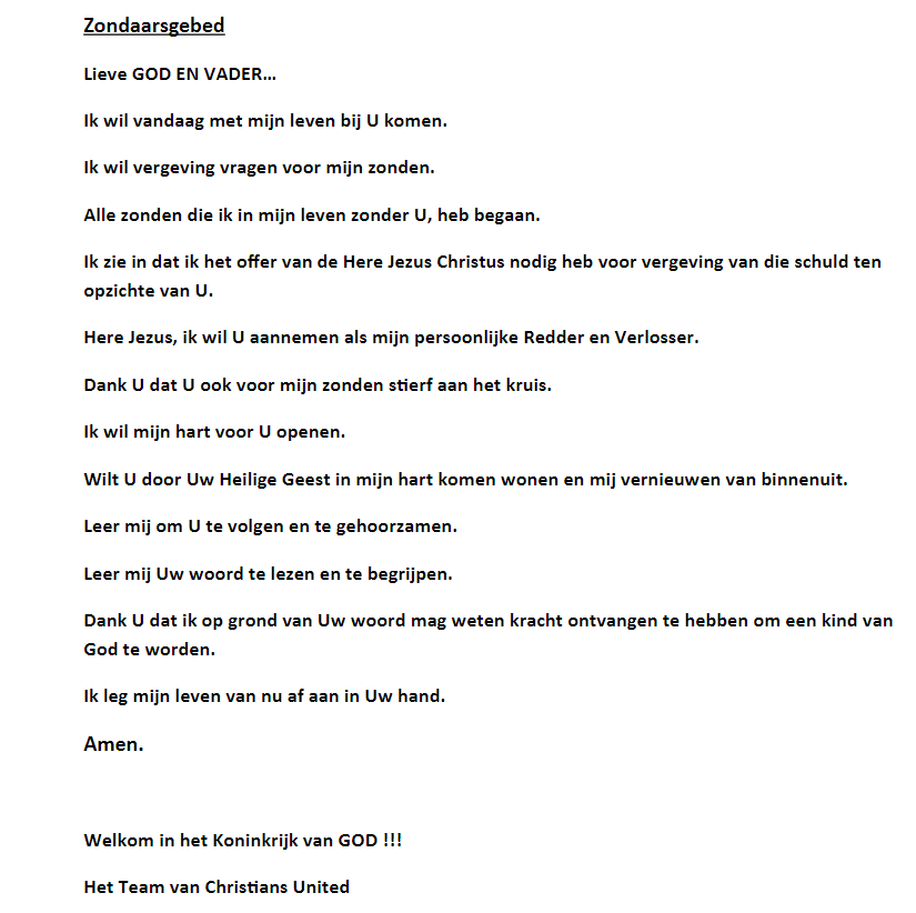 Zondaarsgebed Nederlands.